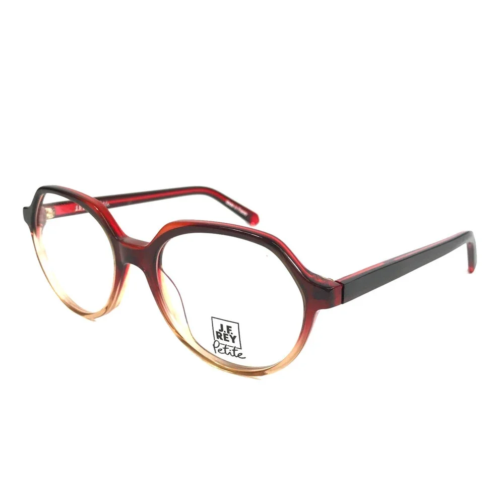 J.F. Rey Petite Eyeglasses Frames PA104 3565 Red Clear Gold Geometric 50-16-140